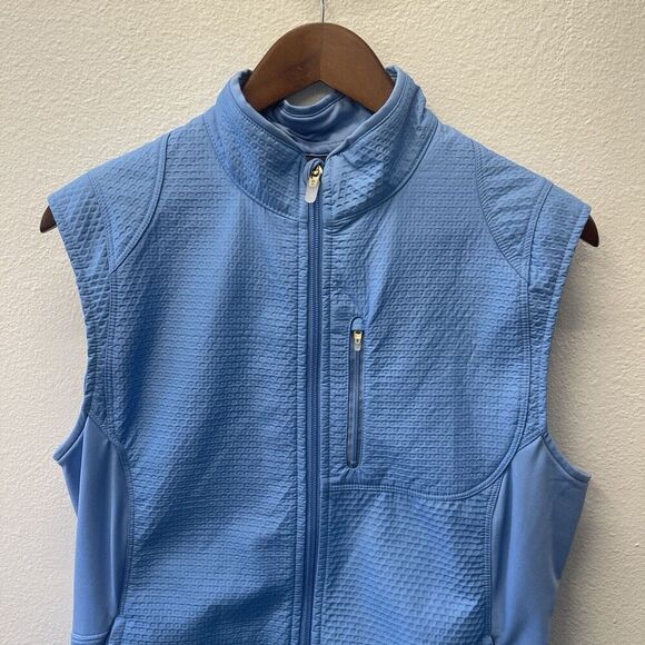 Nike Shere Pro Running Gilet Vest Womens Size L Blue Texture Full Zip Reflective - Picture 2 of 8